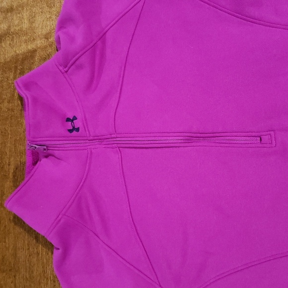 Under Armour Pink/ Purple Cold Gear Fleece Zip Pullover Small - Picture 5 of 9